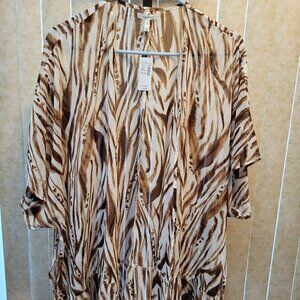 Maurice's Brown and White Animal Print Ruana